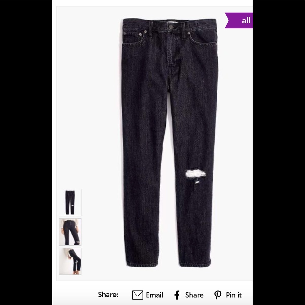 NWT Madewell Roxston Wash Vintage Distressed Slim Jeans